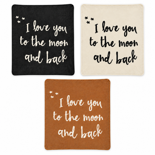Love You to the Moon and Back Recycled Cotton Throw Blanket — all color options, each sold separately