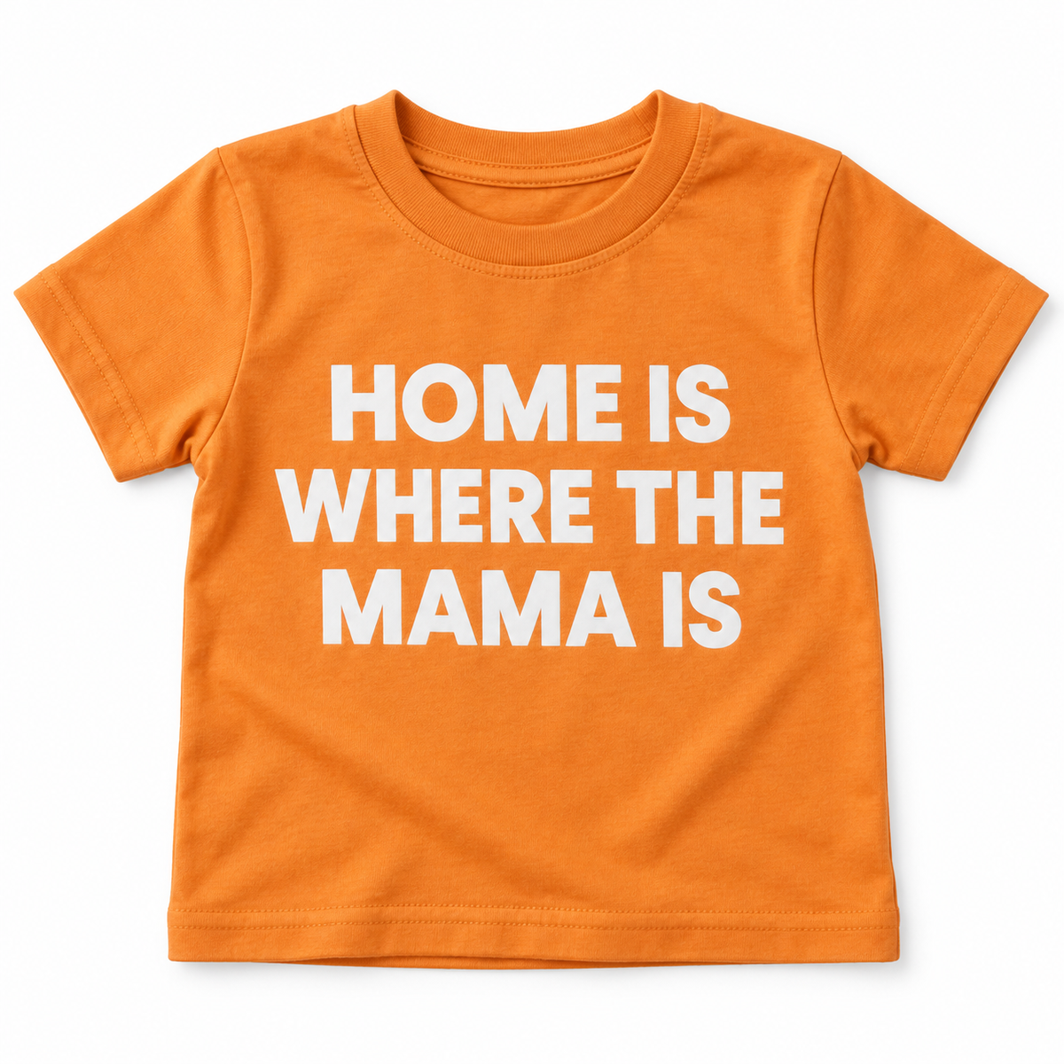 Home Is Where the Mama Is Organic Kids Tee | Amberglow — front studio rendering on white