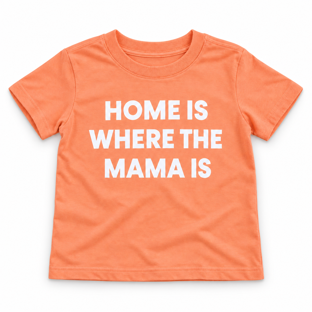 Home Is Where the Mama Is Organic Kids Tee | Papaya — front studio rendering on white