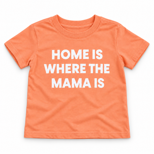 Home Is Where the Mama Is Organic Kids Tee | Papaya — front studio rendering on white