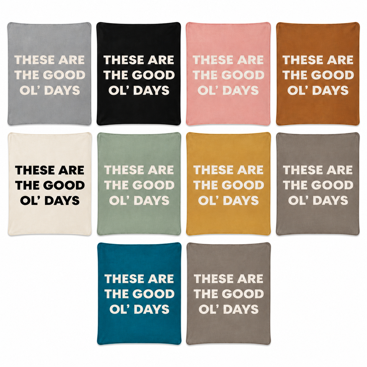 These Are the Good Ol' Days Recycled Cotton Throw Blanket — all design/color options; each sold separately. 