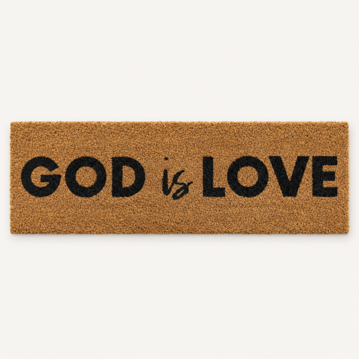 God Is Love XL doormat design, available as an opened showroom sample.
