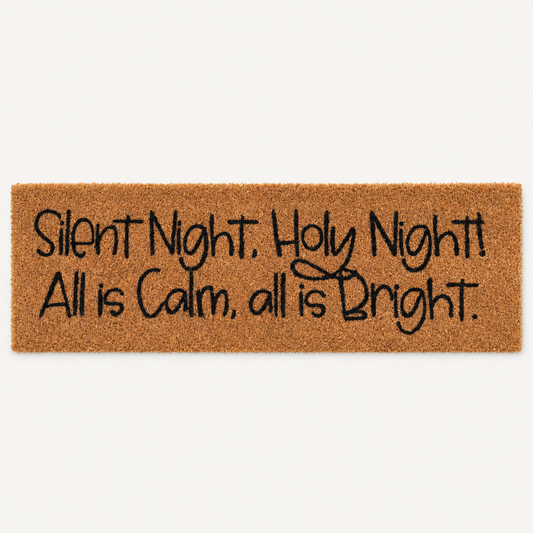 Silent Night Holy Night | XL Christian Doormat shown alone on a warm off-white studio background.