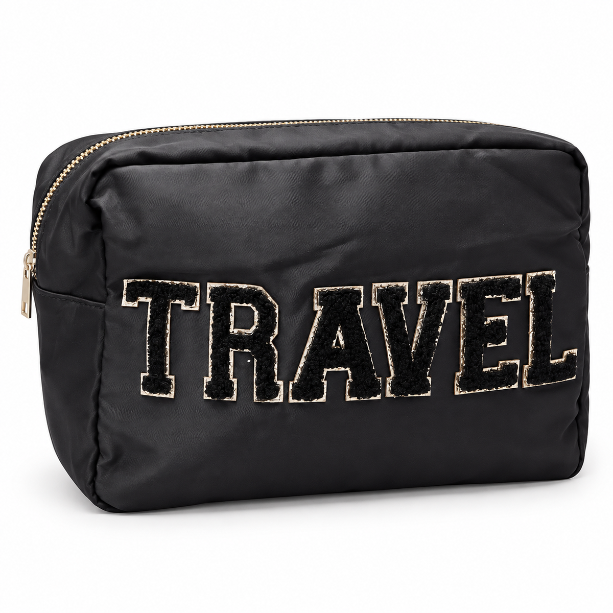 Travel XL Makeup Bag | Black | KENZKUSTOMZ shown on a white studio background