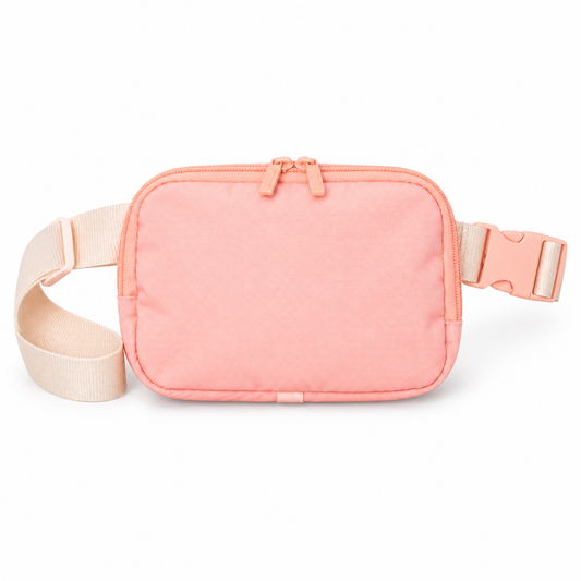 Peach Block Simple Belt Bag | Talking Out of Turn shown on a white studio background