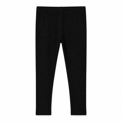 Organic Baby + Kids Leggings in black, front studio view on white.