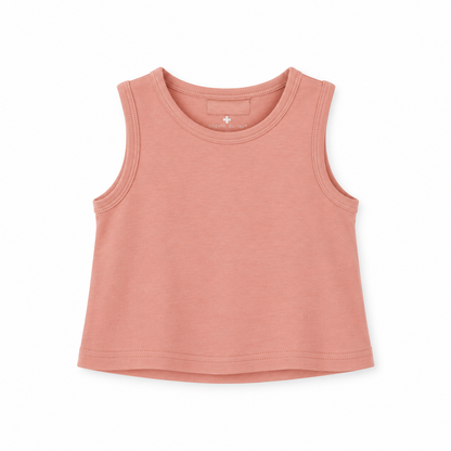 Organic Baby + Kids Tank in blooming dahlia, front studio view on white.