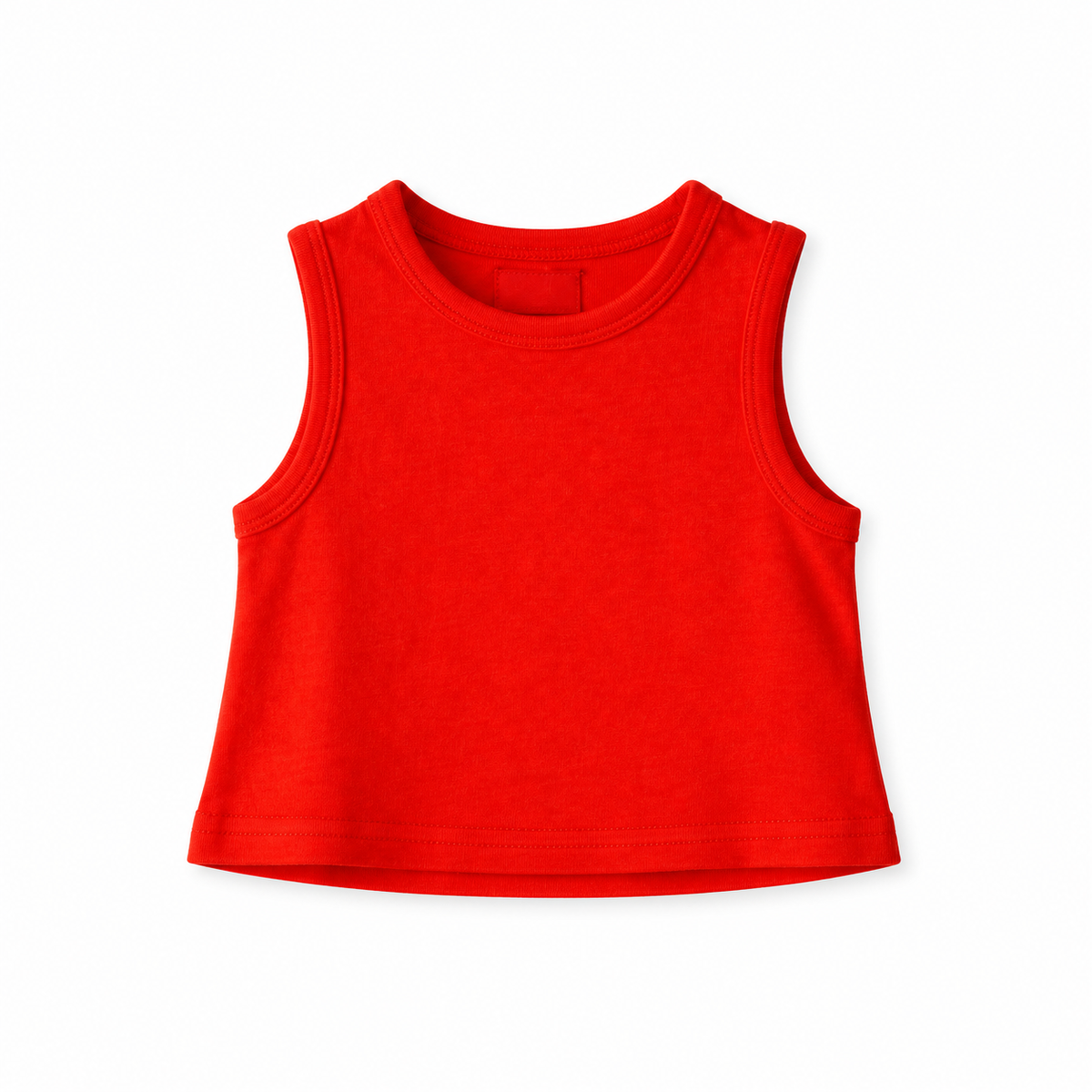 Organic Baby + Kids Tank in cherry tomato, front studio view on white.