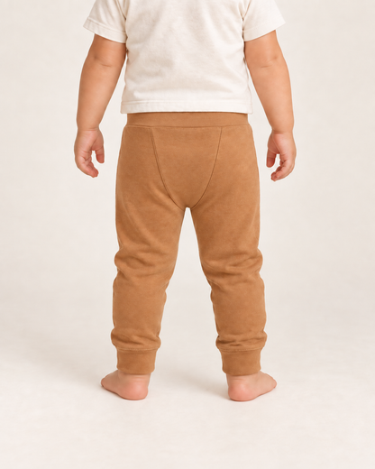 Cozy Pants in ginger back, on-child back view