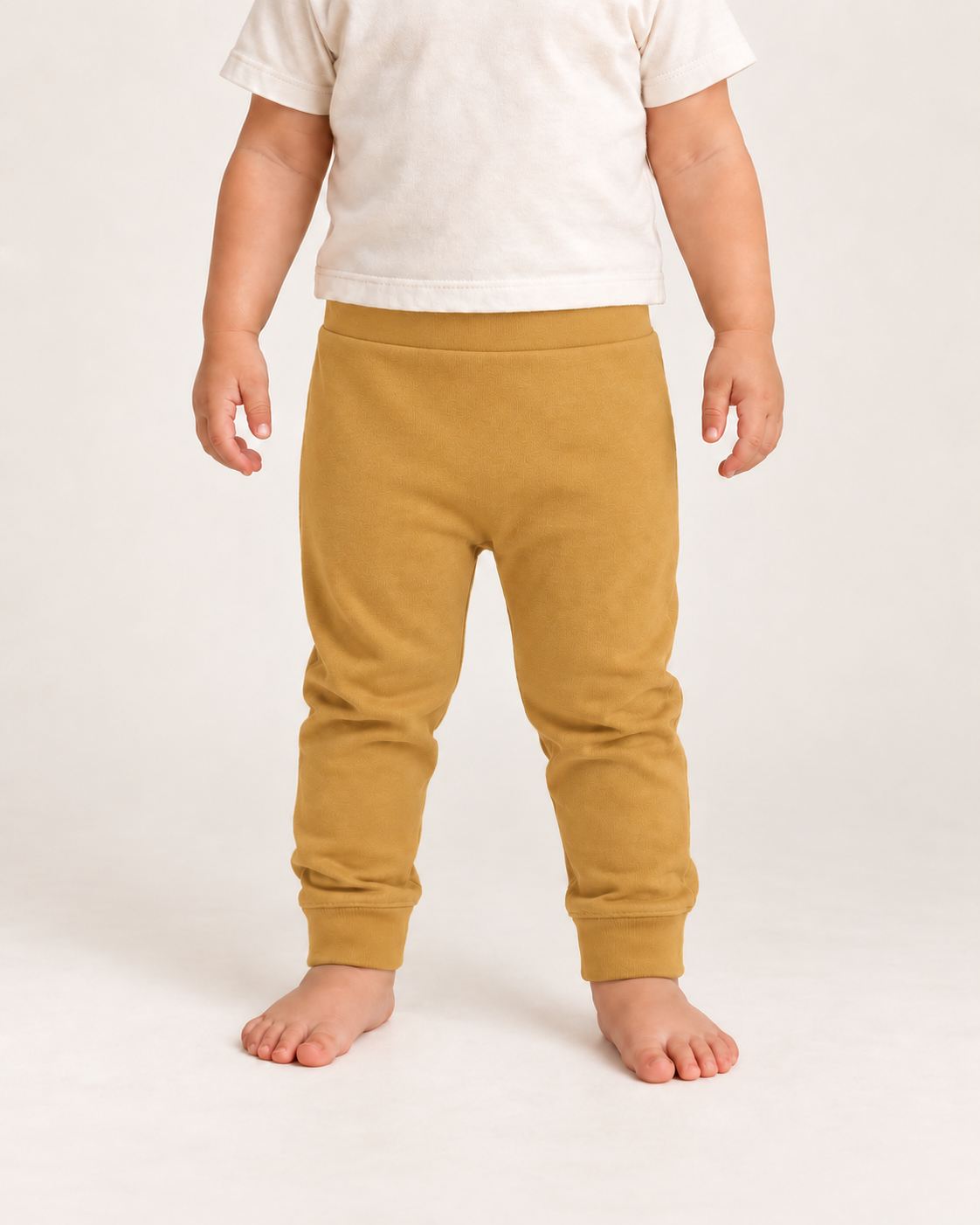 Cozy Pants in honey, on-child front view