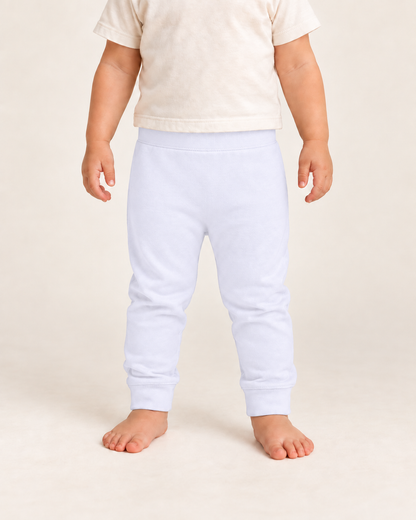 Cozy Pants in white, on-child front view