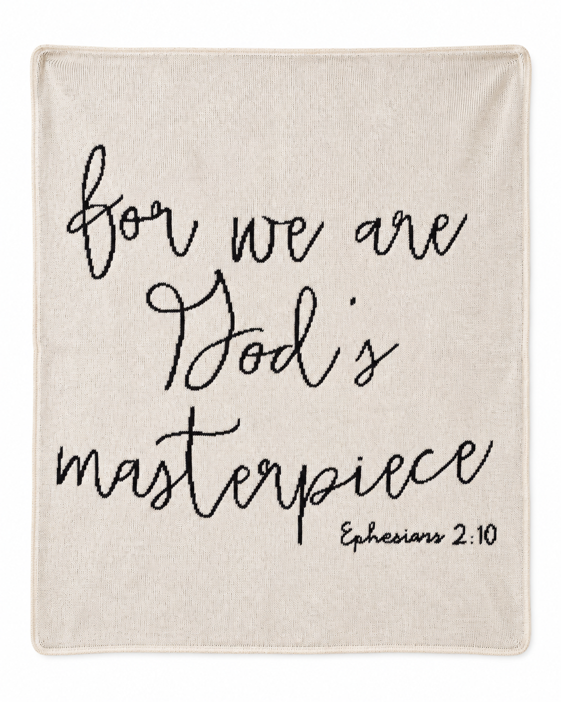 Ephesians 2:10 Recycled Cotton Scripture Throw Blanket — full blanket design on white