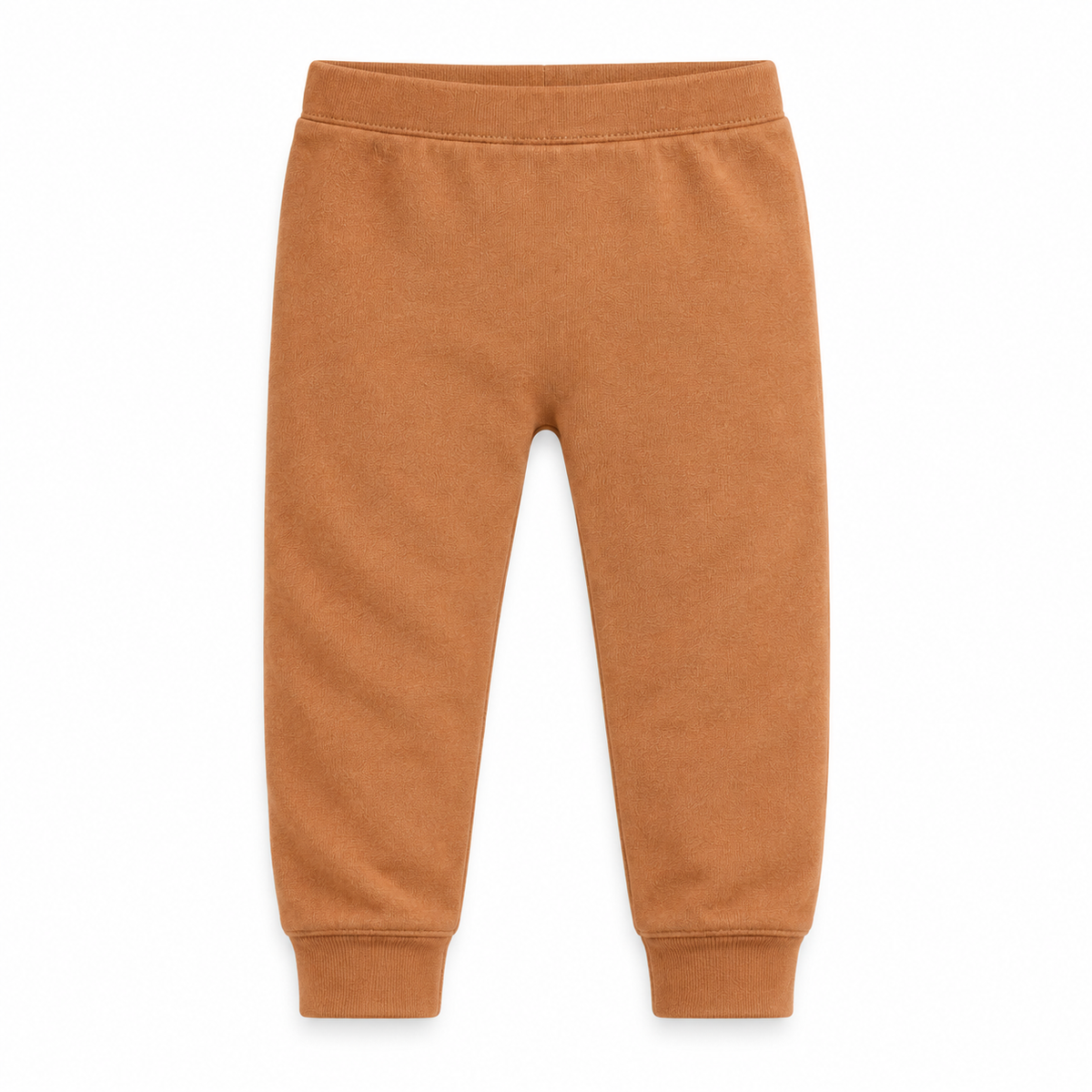 Organic Cozy Pants in ginger, standalone front studio view on white.