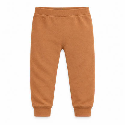 Organic Cozy Pants in ginger, standalone front studio view on white.