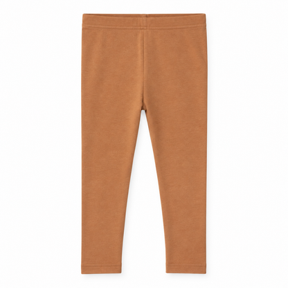 Organic Baby + Kids Leggings in ginger, front studio view on white.