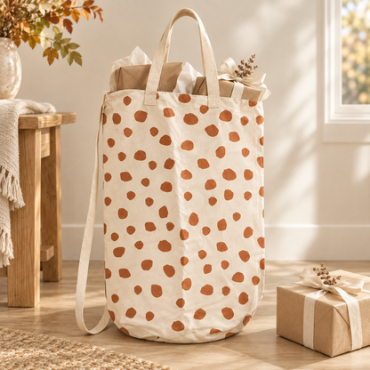Modern Burlap ginger spots cotton canvas bag