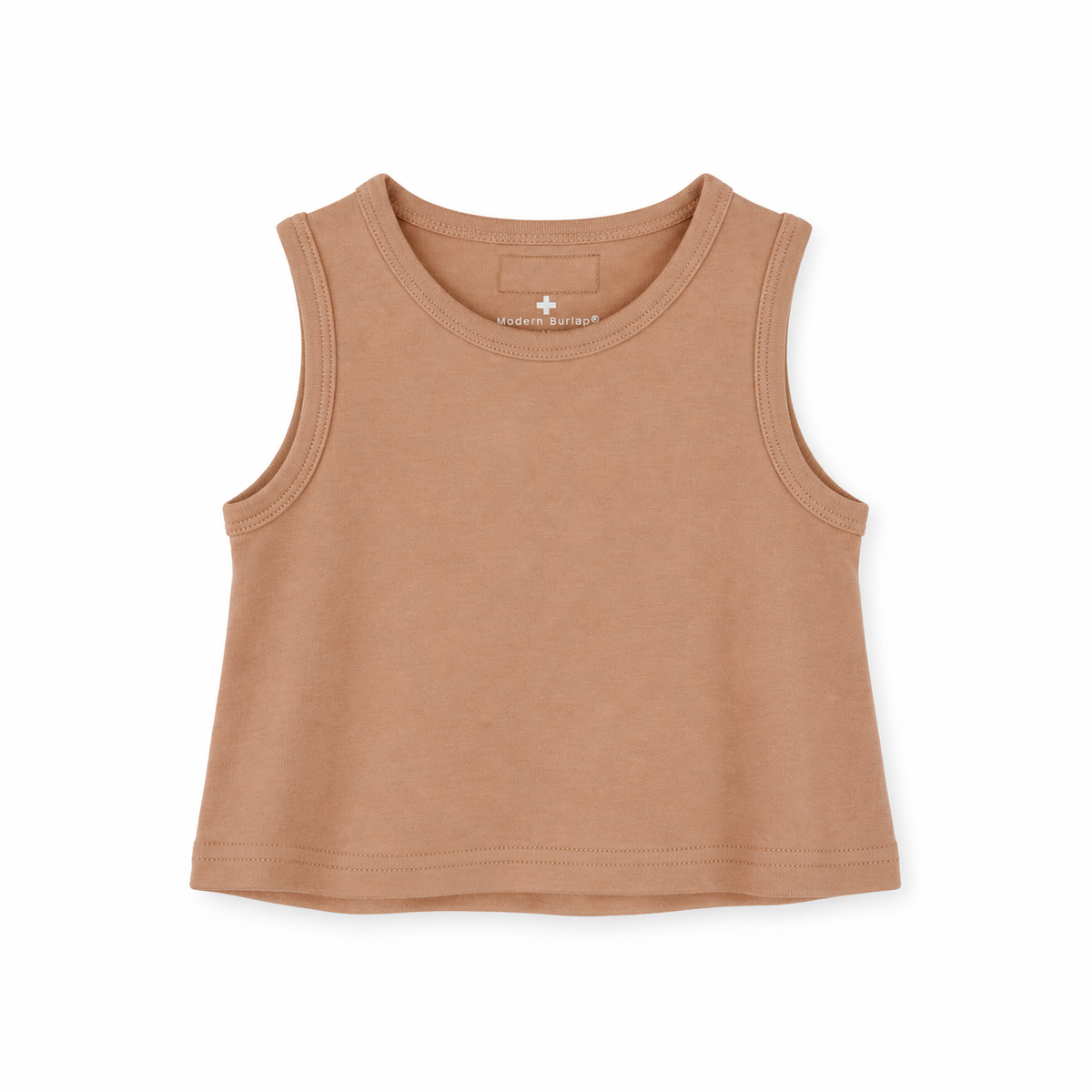 Organic Baby + Kids Tank in ginger, front studio view on white.