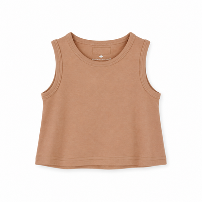 Organic Baby + Kids Tank in ginger, front studio view on white.