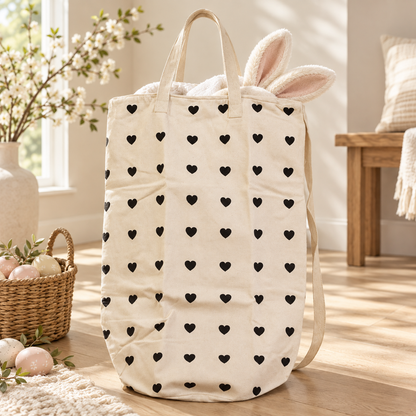 Modern Burlap hearts cotton canvas bag