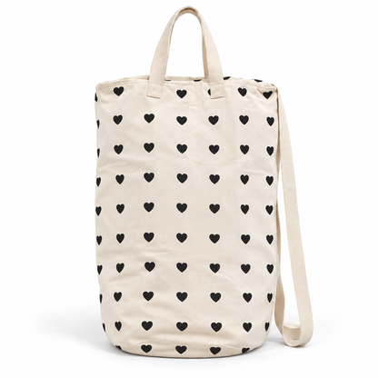 hearts canvas bag on white