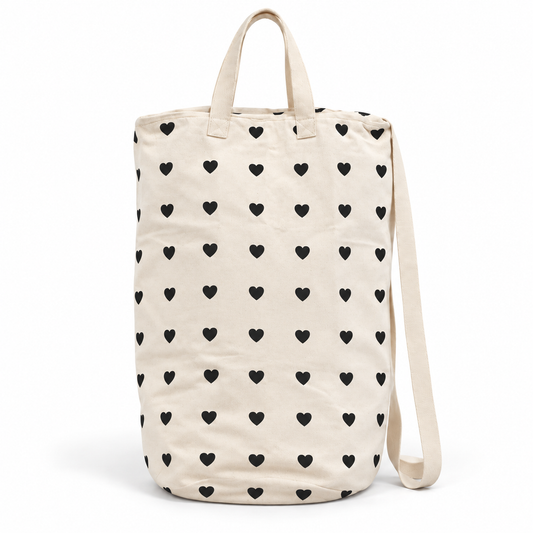 hearts canvas bag on white