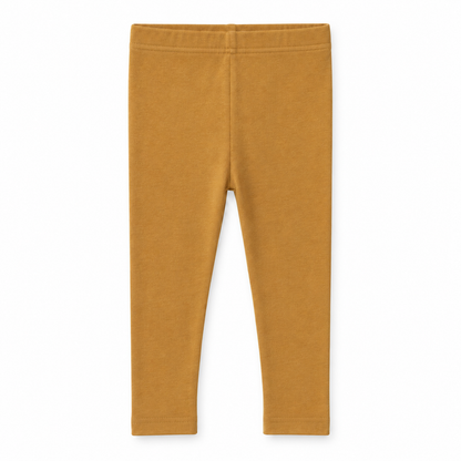 Organic Baby + Kids Leggings in honey, front studio view on white.