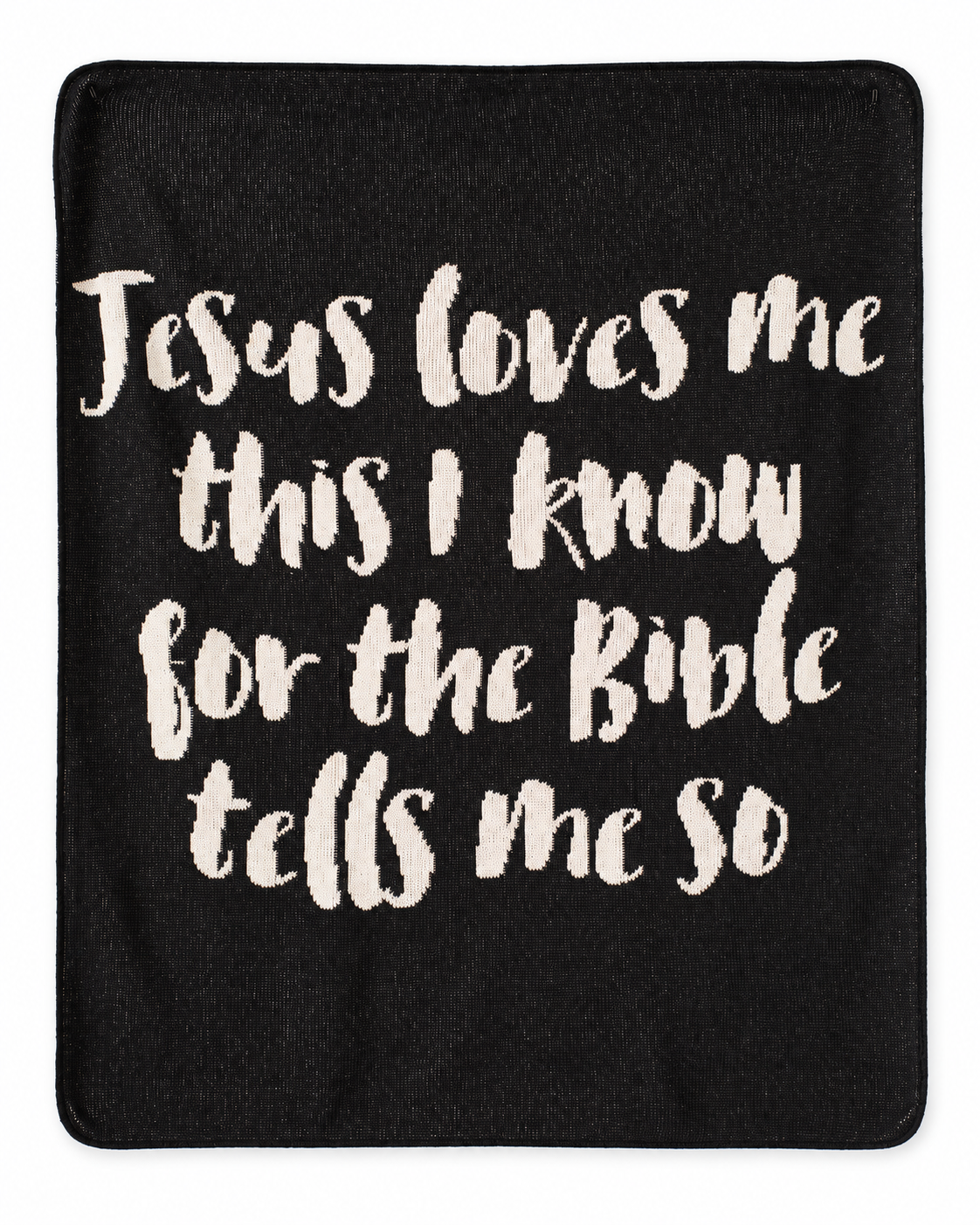Jesus Loves Me Recycled Cotton Throw Blanket | Classic Design — full blanket design on white