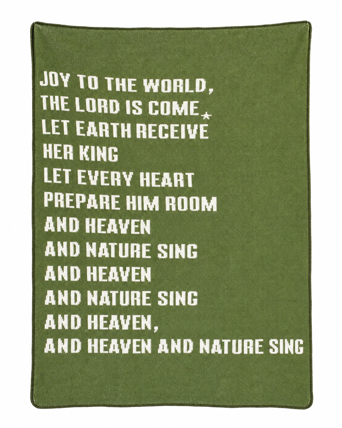 Joy to the World Recycled Cotton Throw Blanket — full blanket design on white