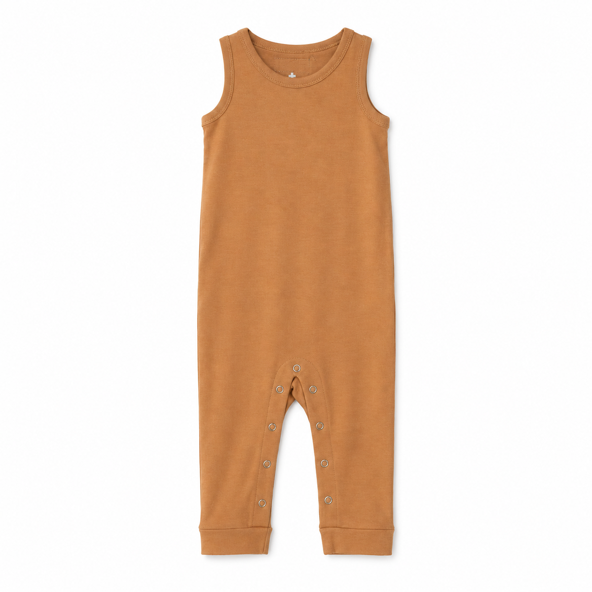 Modern Burlap organic tank Explorer Back jumpsuit, Ginger, full front studio view