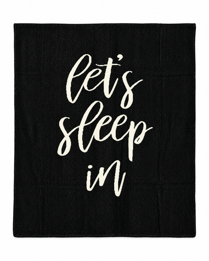 Let's Sleep In Recycled Cotton Throw Blanket — full blanket design on white