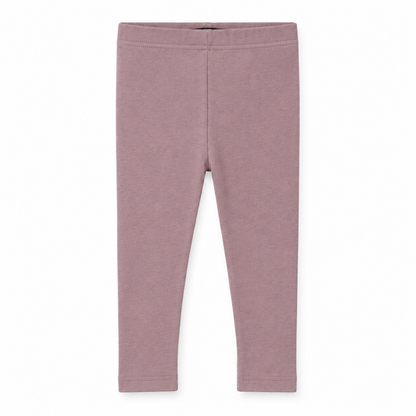 Organic Baby + Kids Leggings in mauve, front studio view on white.