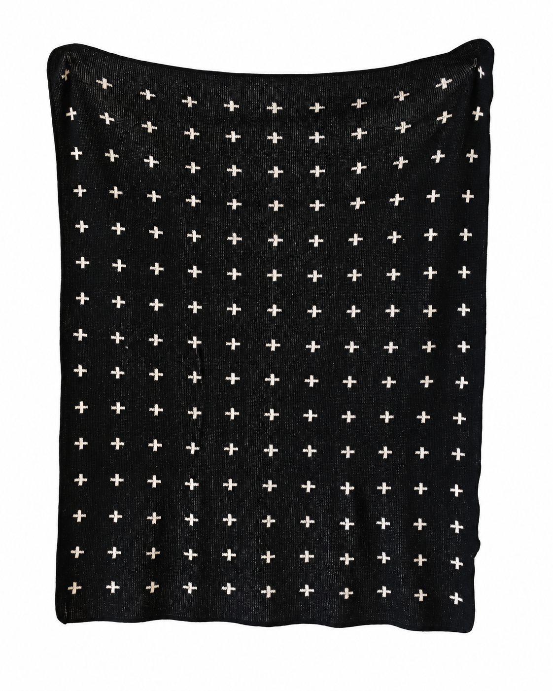 Mini Swiss Cross Recycled Cotton Throw Blanket — full blanket design on white