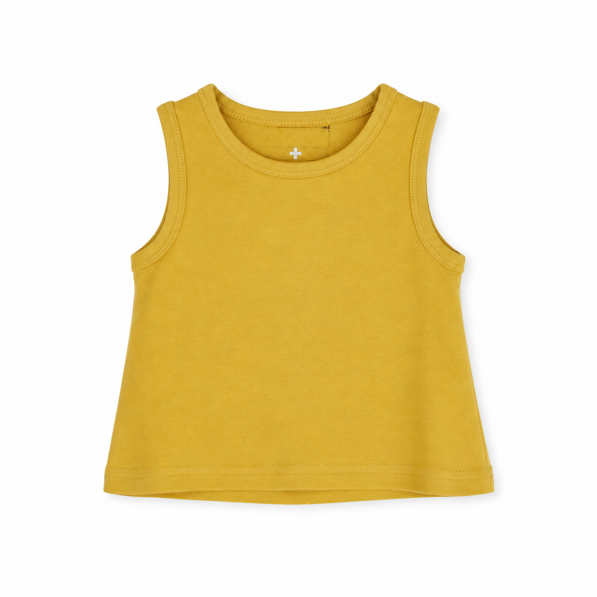 Organic Baby + Kids Tank in mustard, front studio view on white.