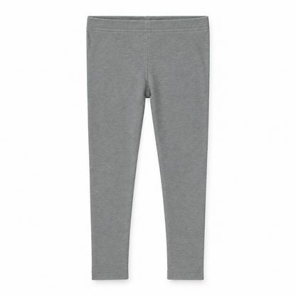 Organic Baby + Kids Leggings in neutral gray, front studio view on white.