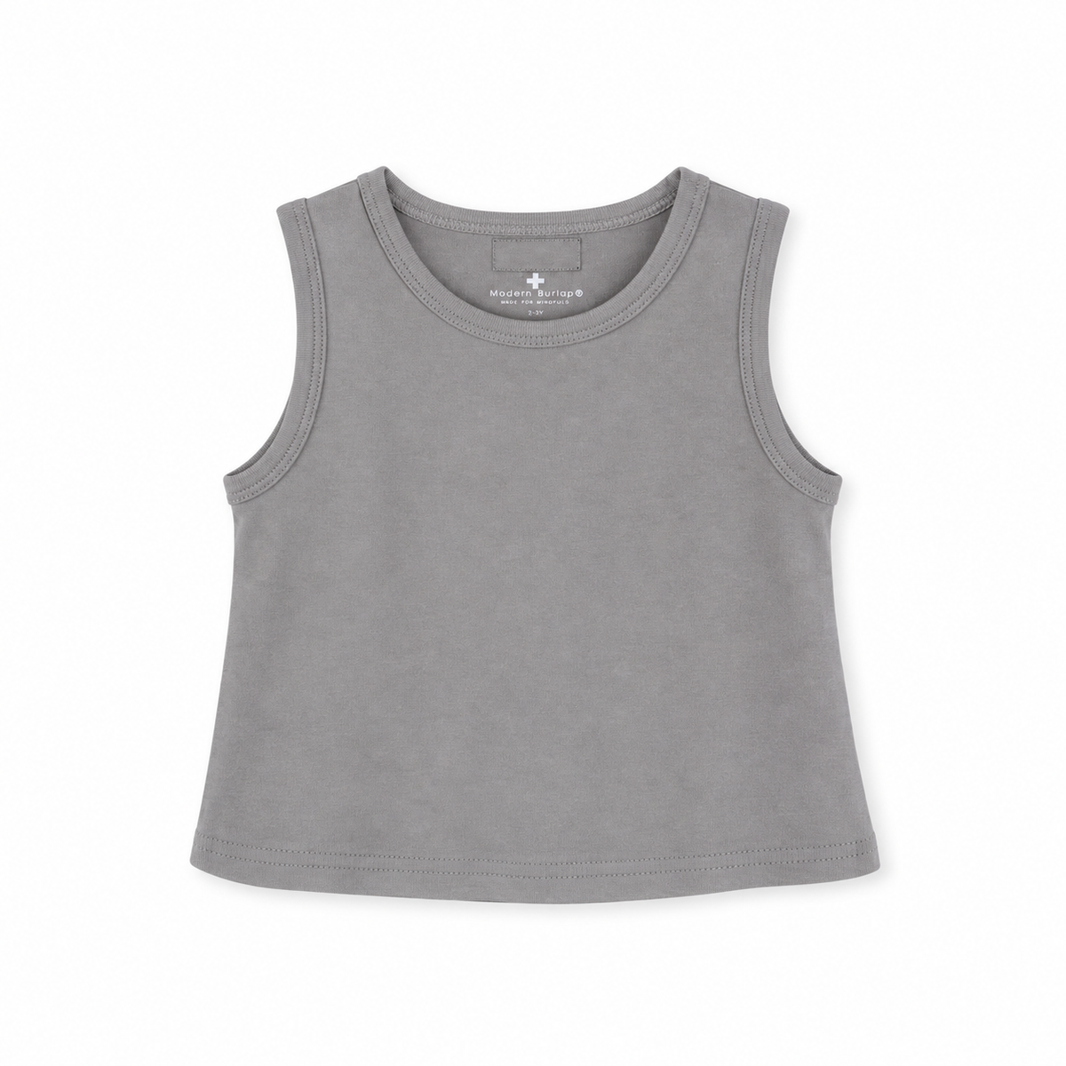 Organic Baby + Kids Tank in neutral gray, front studio view on white.