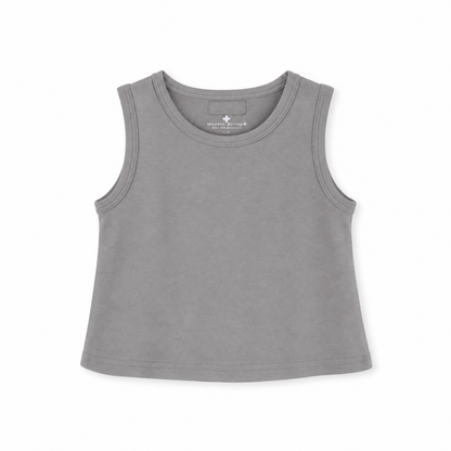 Organic Baby + Kids Tank in neutral gray, front studio view on white.