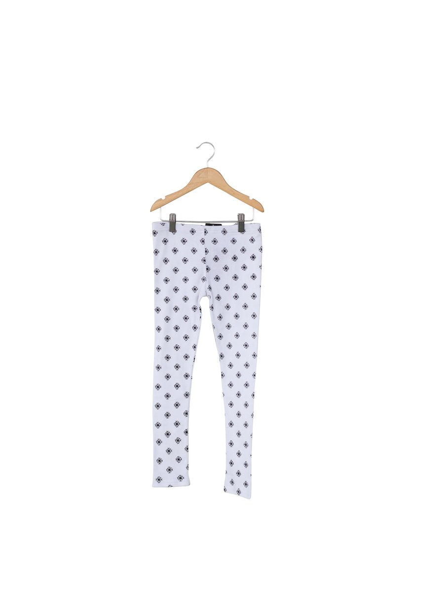 Modern Burlap organic cotton leggings for kids styled with coordinating black and white apparel