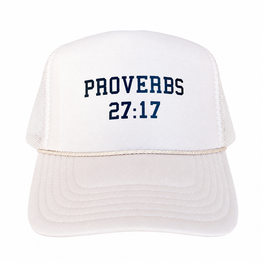 Proverbs 27:17 Scripture Trucker Hat by XOKendallCo