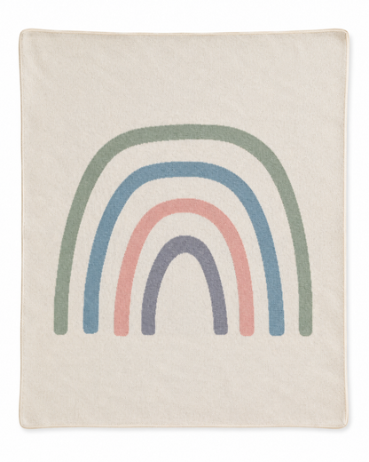 Rainbow Recycled Cotton Throw Blanket — full blanket design on white