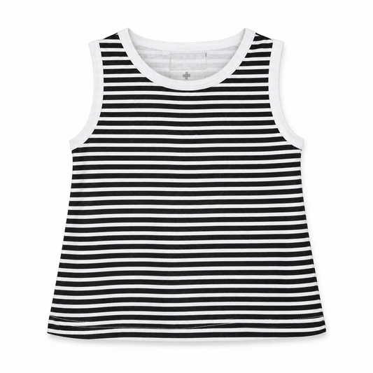 B+W Stripes, solo studio front view on white.