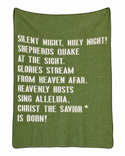 Silent Night Recycled Cotton Throw Blanket — full blanket design on white