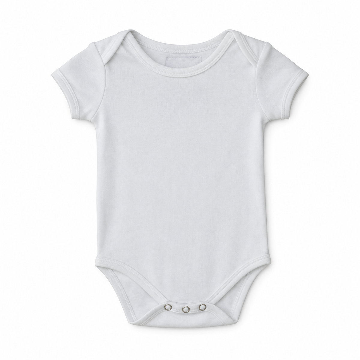 Organic Baby Short Sleeve Bodysuit in White, front studio product photograph on white.