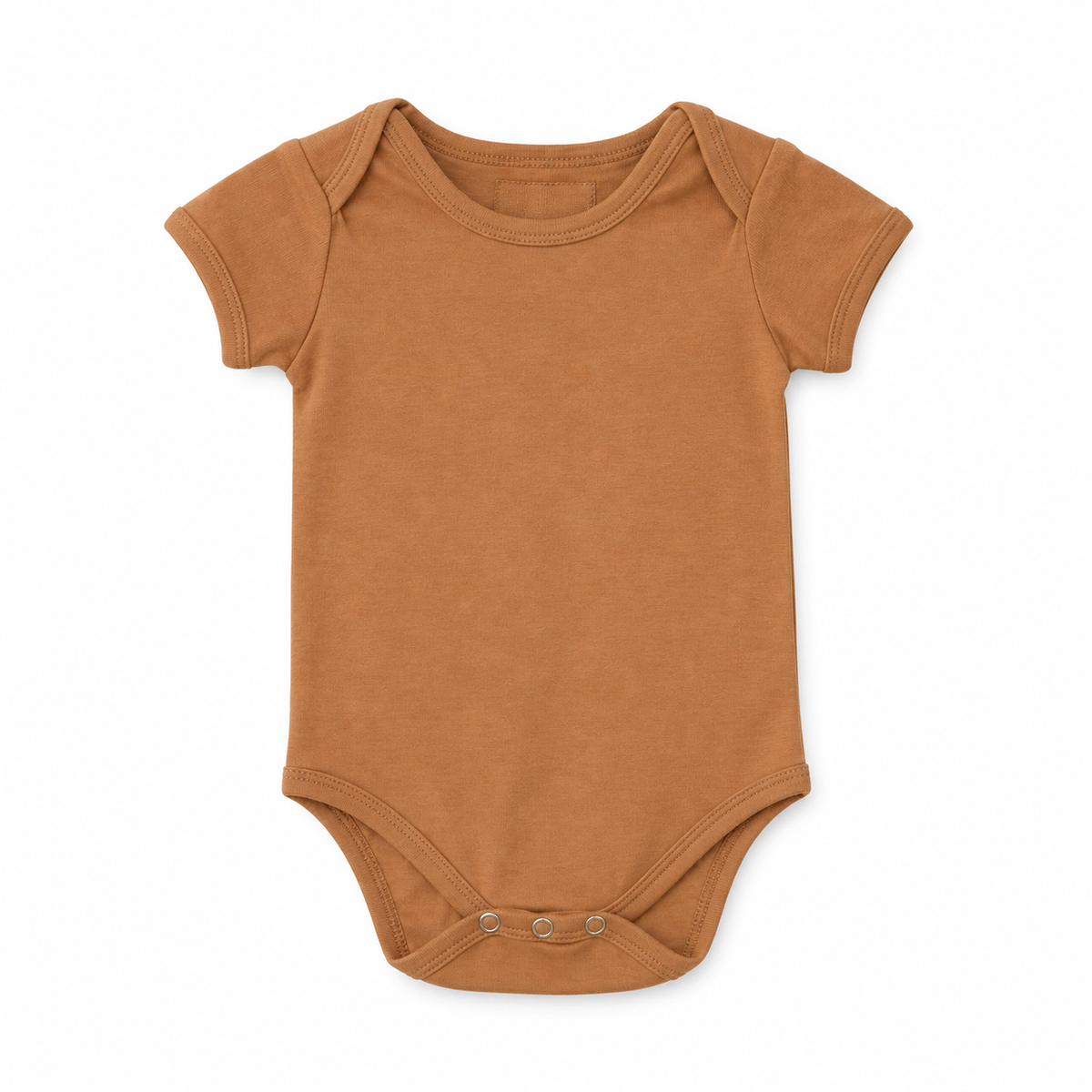 Organic Baby Short Sleeve Bodysuit in Ginger, front studio product photograph on white.