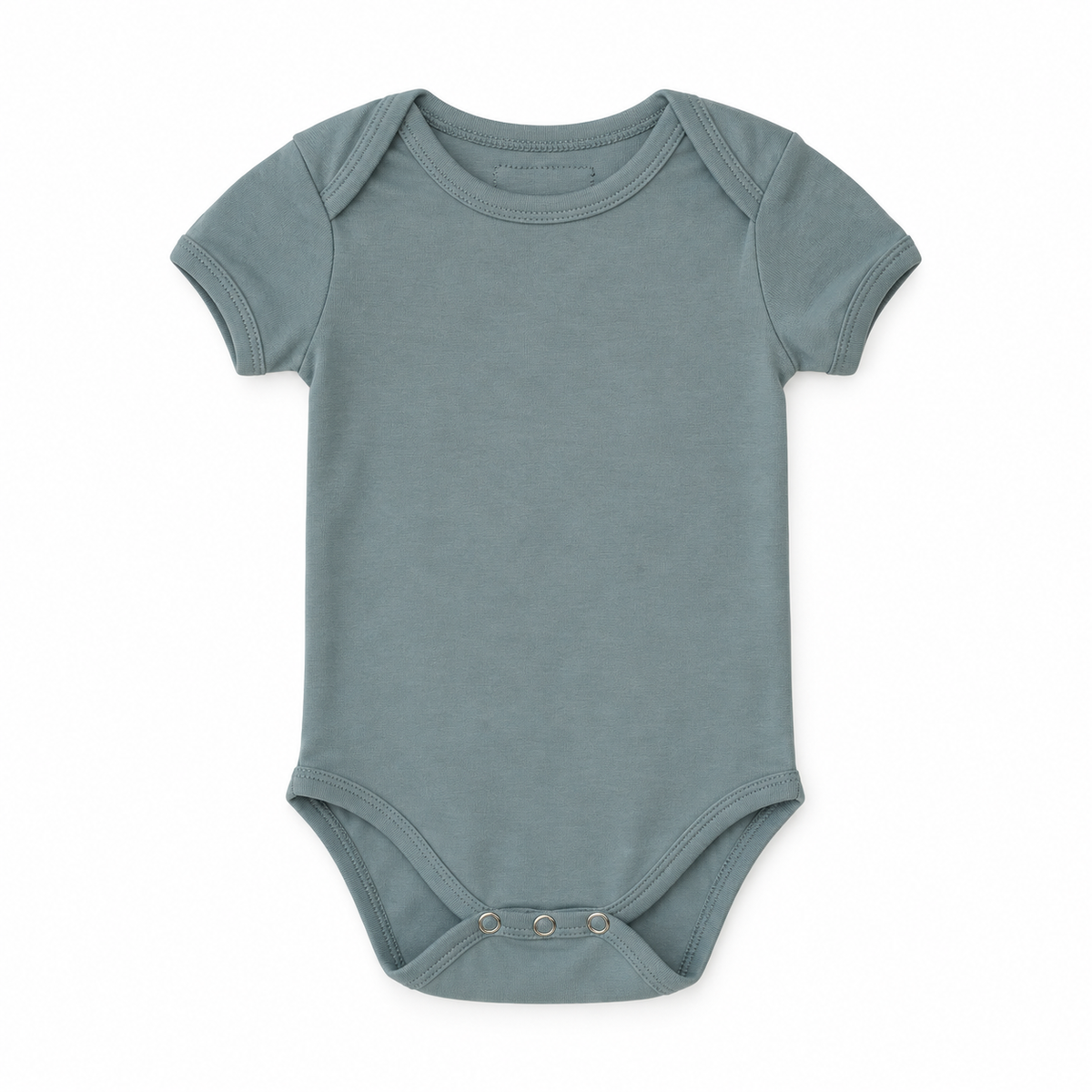 Organic Baby Short Sleeve Bodysuit in Tradewinds, front studio product photograph on white.