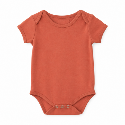 Organic Baby Short Sleeve Bodysuit in Aragon, front studio product photograph on white.