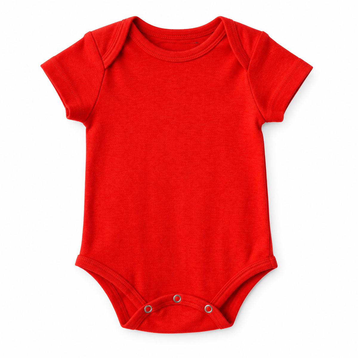 Organic Baby Short Sleeve Bodysuit in Cherry Tomato, front studio product photograph on white.