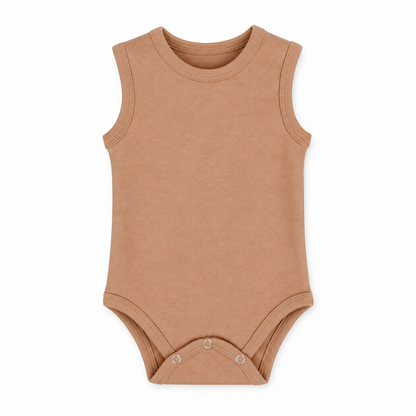 Organic Baby Tank Bodysuit in Ginger, front studio product photograph on white.