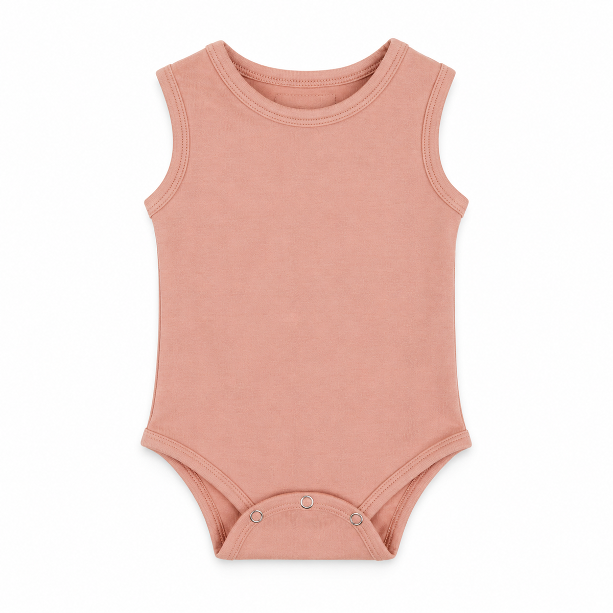 Organic Baby Tank Bodysuit in Blooming Dahlia, front studio product photograph on white.