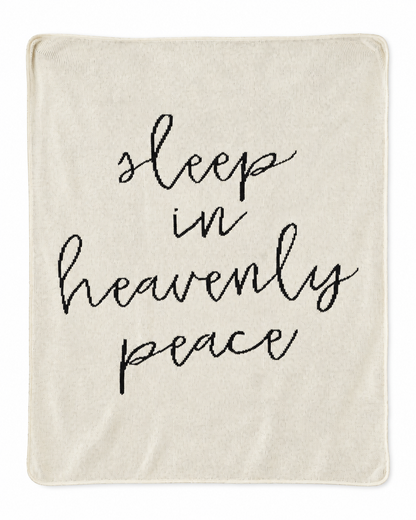 Sleep in Heavenly Peace Recycled Cotton Throw Blanket — full blanket design on white