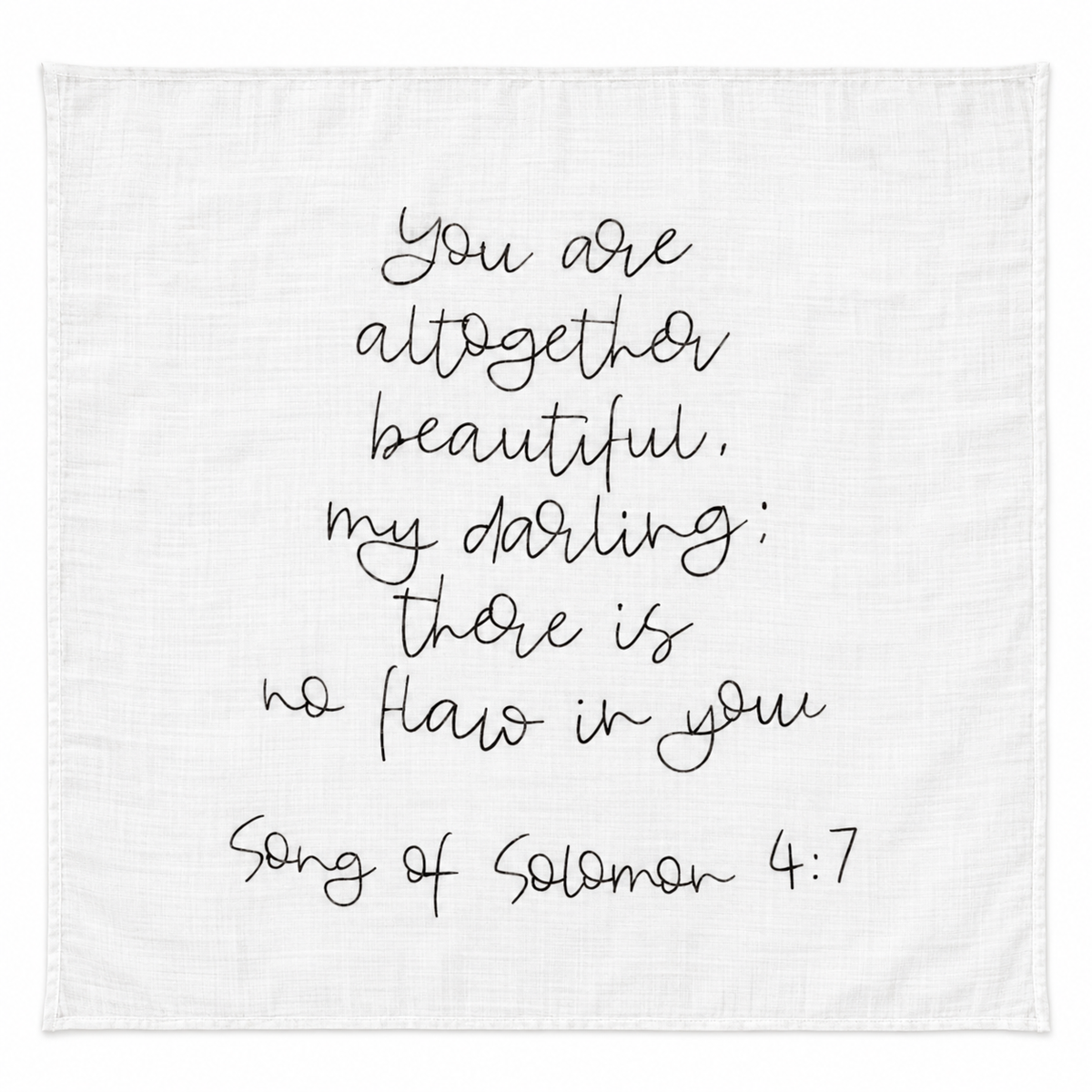 Song of Solomon 4:7 Scripture Swaddle + Wall Art shown fully open and flat on a white background.